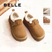 百丽冬季 女雪地靴D1V1DDM4 女加绒保暖羊毛棉鞋 吐司女鞋 全包勃肯鞋