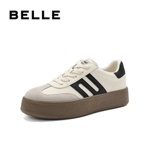 透气百搭平底休闲女鞋 清仓百丽正品 女秋季 复古德训鞋 B1573CM4 时尚