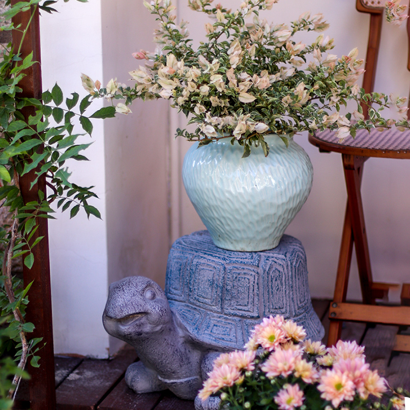 乌龟凳子花盆底座石墩子户外庭院子动物中式盆景装饰布置门口摆件