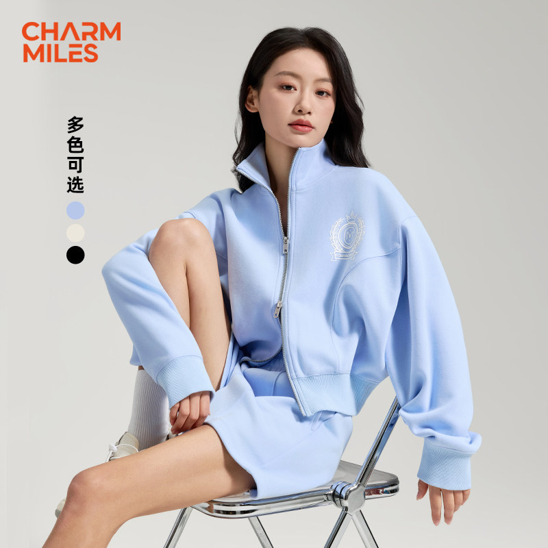 charmmiles彻美26春季休闲户外宽松开衫卫衣套装百搭女款春上新图片
