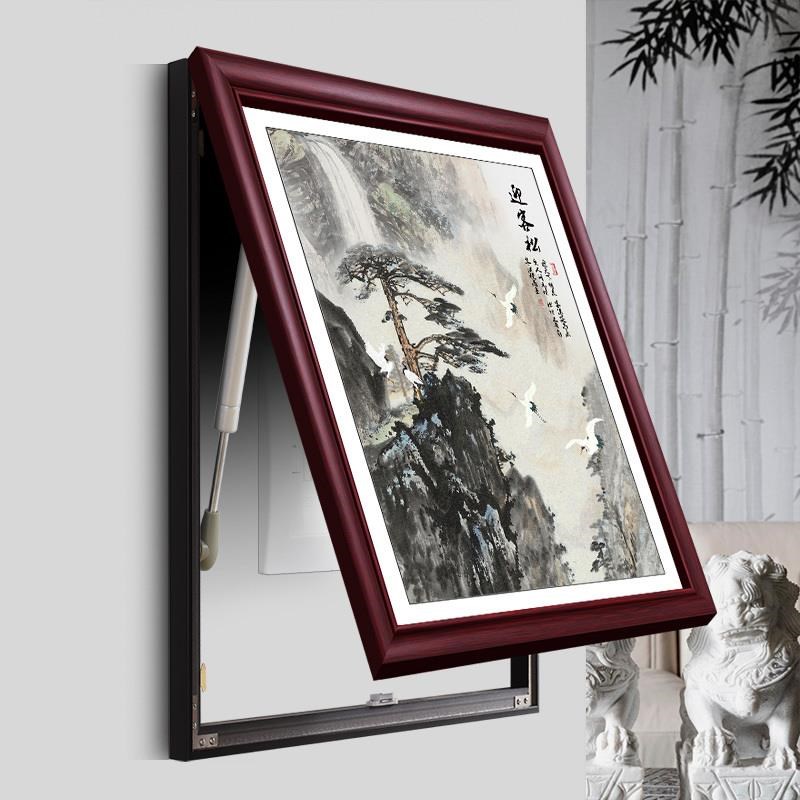 电表箱装饰画免打孔竖款空开挂画配电箱电闸盒开关遮挡墙画新中式