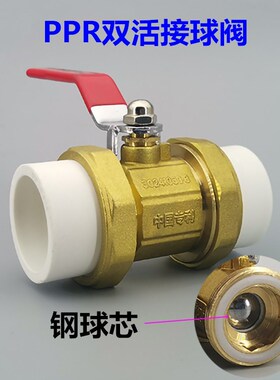 PPR双活接球阀4分6分1寸20/25/3240暖气自来水管热熔双头活接阀门