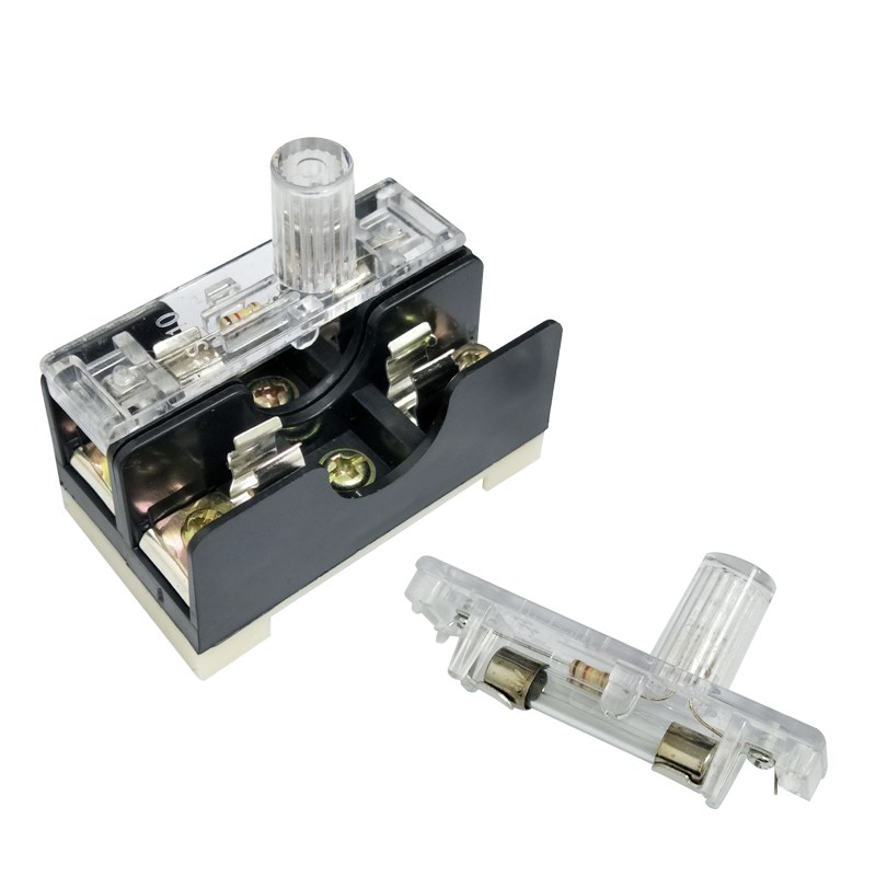 6X30mm玻璃管保险丝管 FS-10/FS-102熔断丝器 单联卡导轨 10A带灯