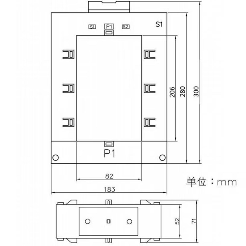 开口式电流互感器DP方形分体式铜排电缆通用高精度三相开启开合式