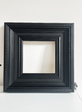 乙霏油画框实木复古欧式中古法式黑色外框74mm定制尺寸拼图镜子框