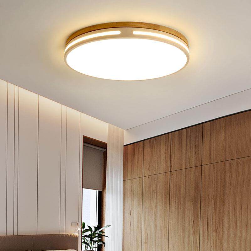 圆形创意设计简约客厅书房LED灯具北欧原木简约超薄小卧室吸顶灯