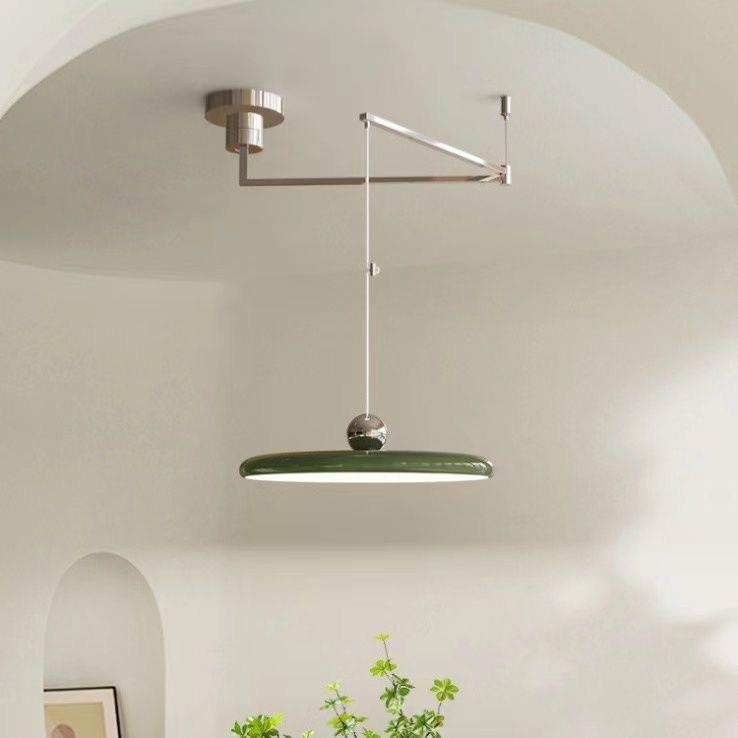 飞碟可移位摇臂餐厅吊灯2023新款奶油风餐桌灯LED简约现代吧台灯