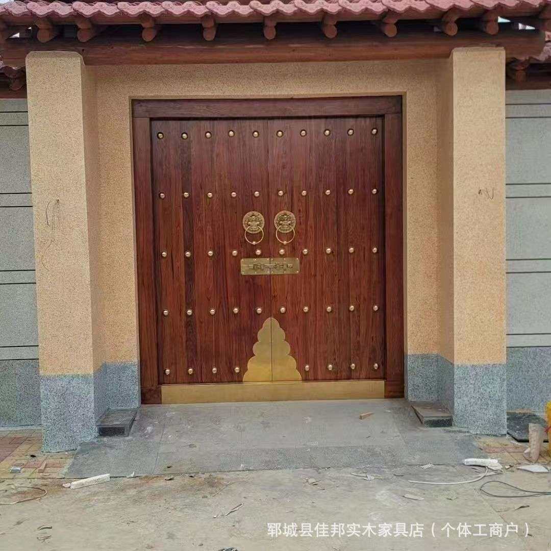 老榆木仿古大门四合院别墅双开门实木进户门酒店民宿多入户大门