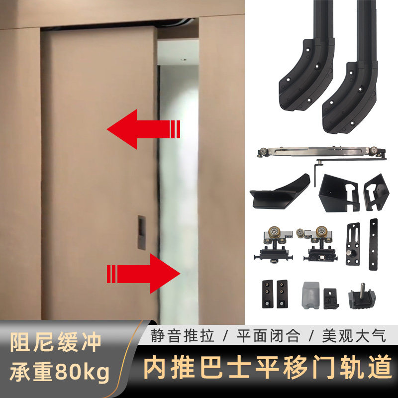 衣帽间内推巴士门轨道推拉隐形门图片