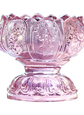 热销古法a琉璃八吉祥莲花烛台七彩酥油供灯座供水碗八宝碗烛台供