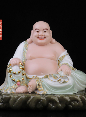热销汉白玉弥勒佛菩萨大肚笑佛招财弥勒佛佛像家用供X奉客厅桌面