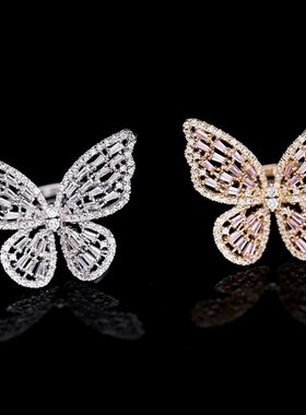 网红夸张食指装饰水晶戒指女开口活口韩国时尚个性潮人日韩版百搭