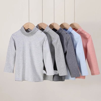 宝宝半高领打底衫纯棉男童秋y冬保暖儿童a类秋衣女单件小高领上衣