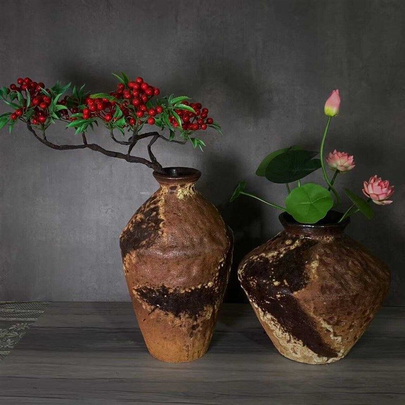 中国风侘寂风禅意花瓶老式大坛子插花民宿酒店复古风做旧陶瓷花瓶,鲜花速递/花卉仿真/绿植园艺,花瓶,淘宝优惠券,粉丝福利购,淘宝优惠卷