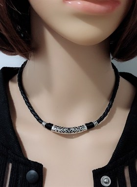 项链女韩版 项圈日韩颈带学v生 简约创意项链黑色绳子锁骨链女潮