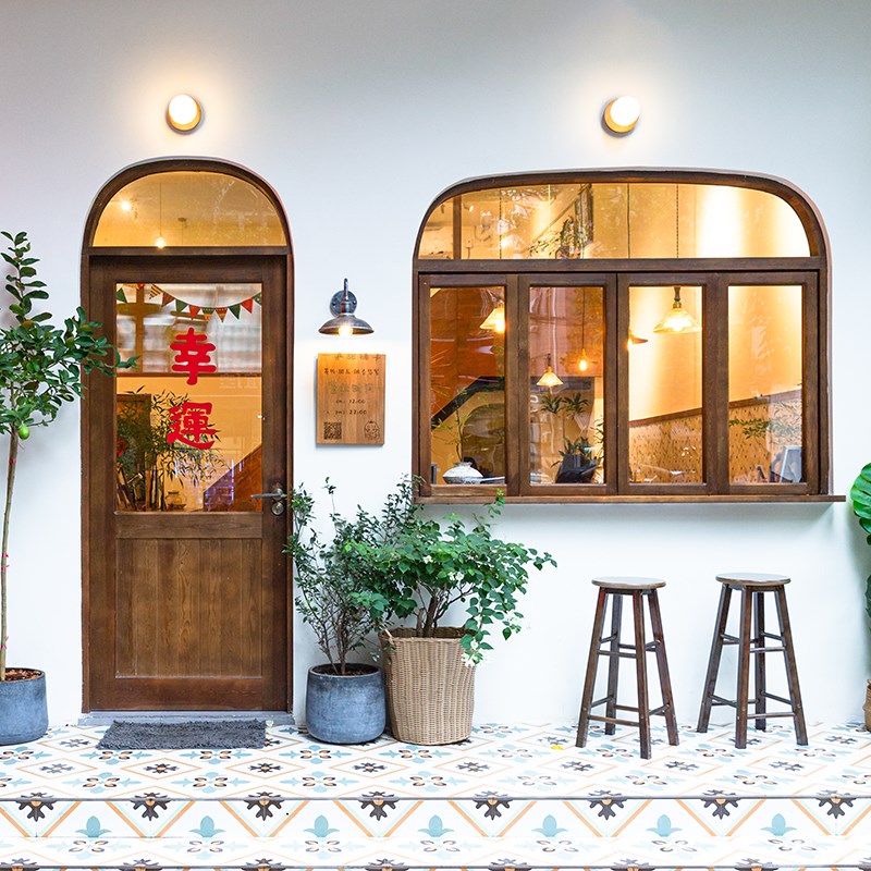 70cm拱形g门窗餐台椅防水奶茶卧室咖啡服装店左右折叠窗户钢化玻