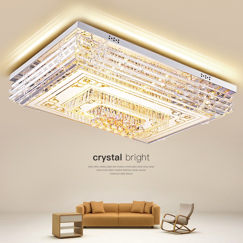 2024年新款大气豪华玻璃水晶客厅灯长方形吸顶灯简约现代大厅灯具