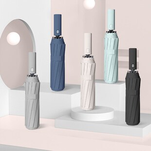 新配色手柄12骨黑胶防晒自动伞大号商务晴雨两用加印LOGO广告伞