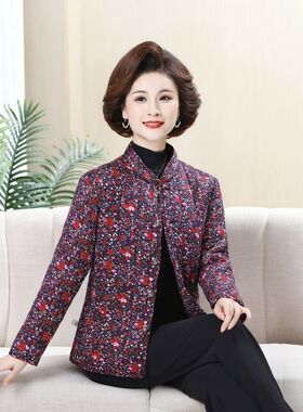 妈妈冬装棉衣中老年女装大码驼绒棉服老人贴身小棉袄W时尚洋气年