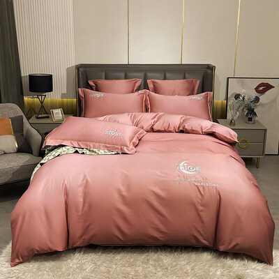 248x248四件套定制120支纯棉被套229*230加大尺寸纯色全棉被罩7x7