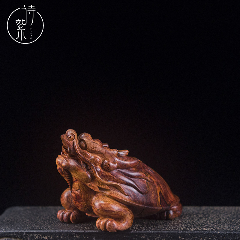 海南黄花梨龙龟手把件老油梨湘工男士木质盘玩家居玄关小摆件送礼