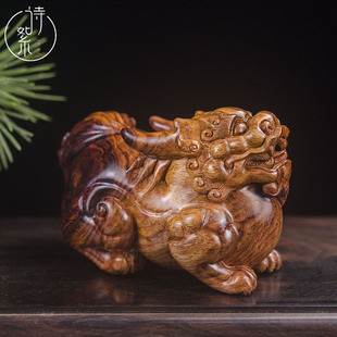 海南黄花梨貔貅手把件老油梨湘工男士盘玩把件家居玄关桌面木雕