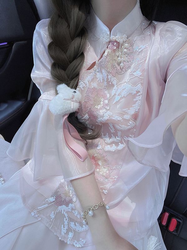 至禾Wonderland桃花仙今年流行漂亮新中式女装套装裙国风两件套
