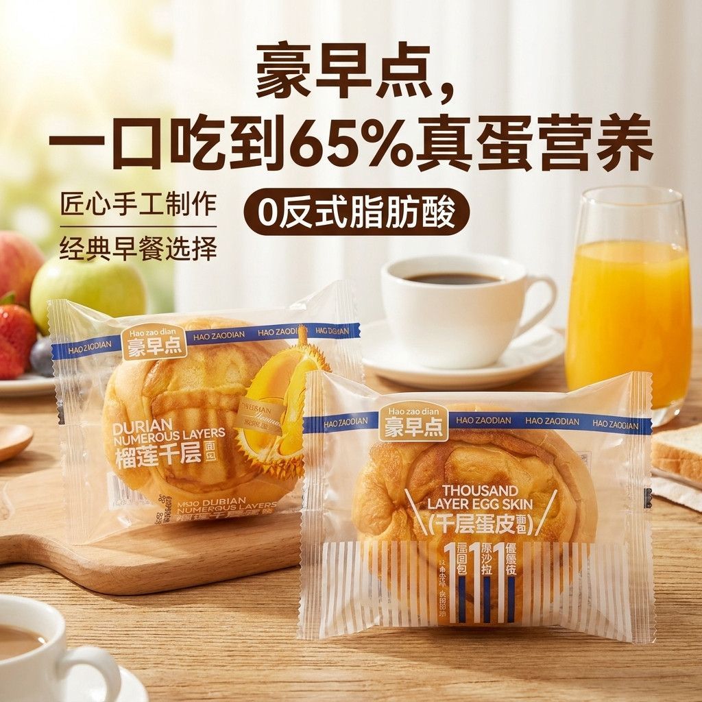 榴莲蛋皮千层面包学生营养零食