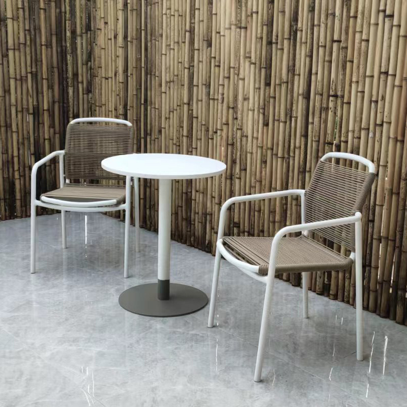 室外庭院桌椅组合 户外铝合金家具 露天阳台藤椅别墅院子餐桌椅