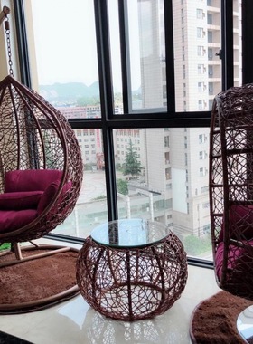 真藤鸟巢阳台吊篮吊椅躺椅印尼真藤摇椅藤椅成人花园秋千镂空hcds