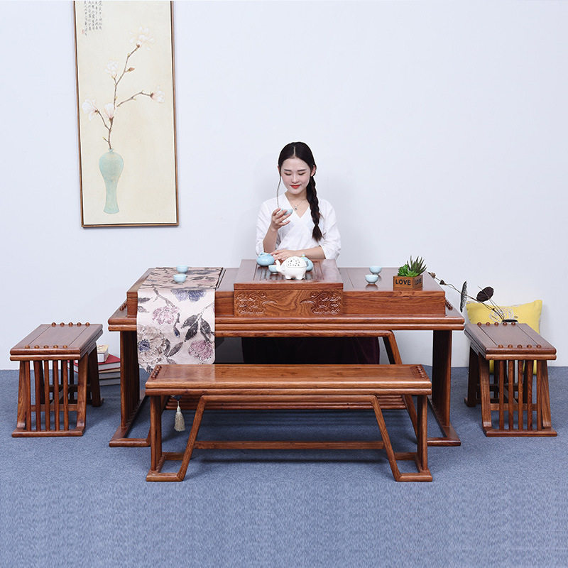 艺铭天下红木家具 花梨木茶桌椅组合 茶几实木茶桌客厅泡茶桌
