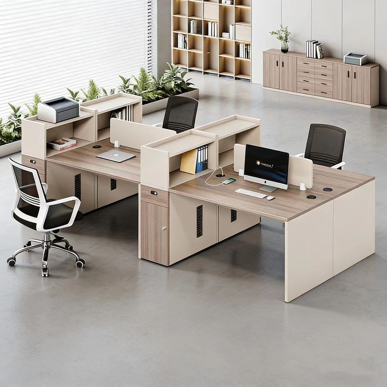 办公桌简约现代职员桌员工位双人位面对面卡座办公桌椅组合财务桌