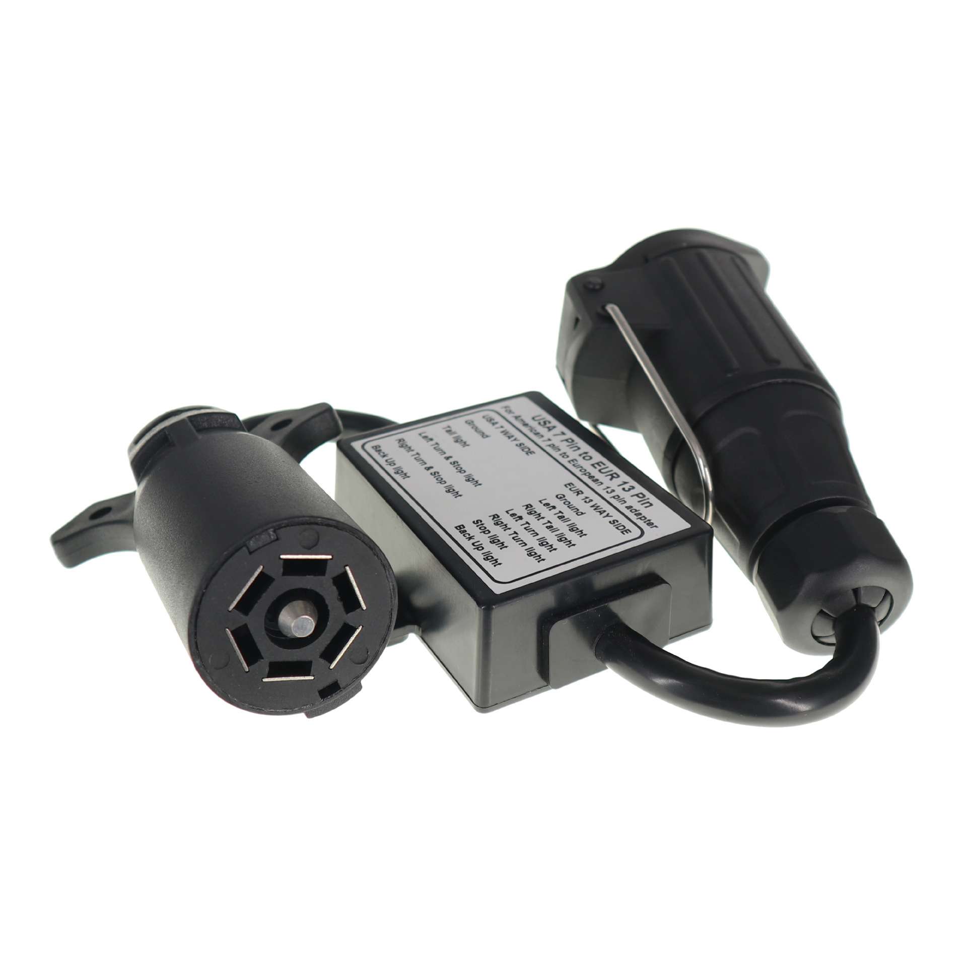 拖车连接器美式7针转欧式13针分离刹车灯线路尾灯线路分离器线控