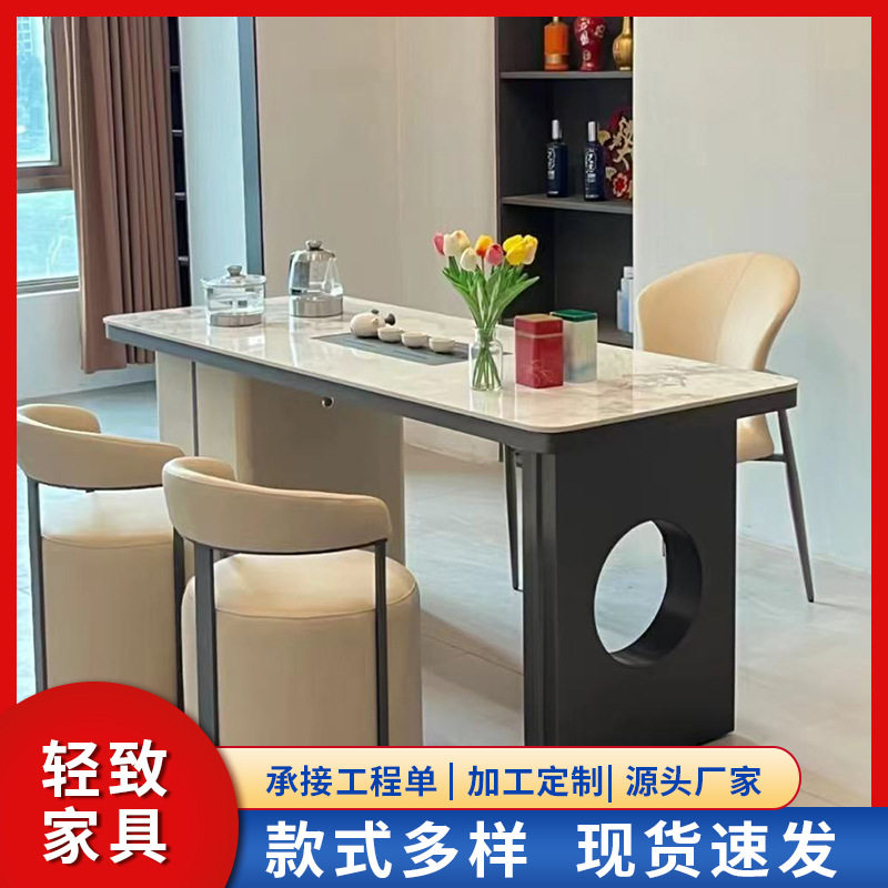 简约不锈钢桌脚底座岩板桌腿大理石餐台桌腿茶桌岛台一体支撑脚架