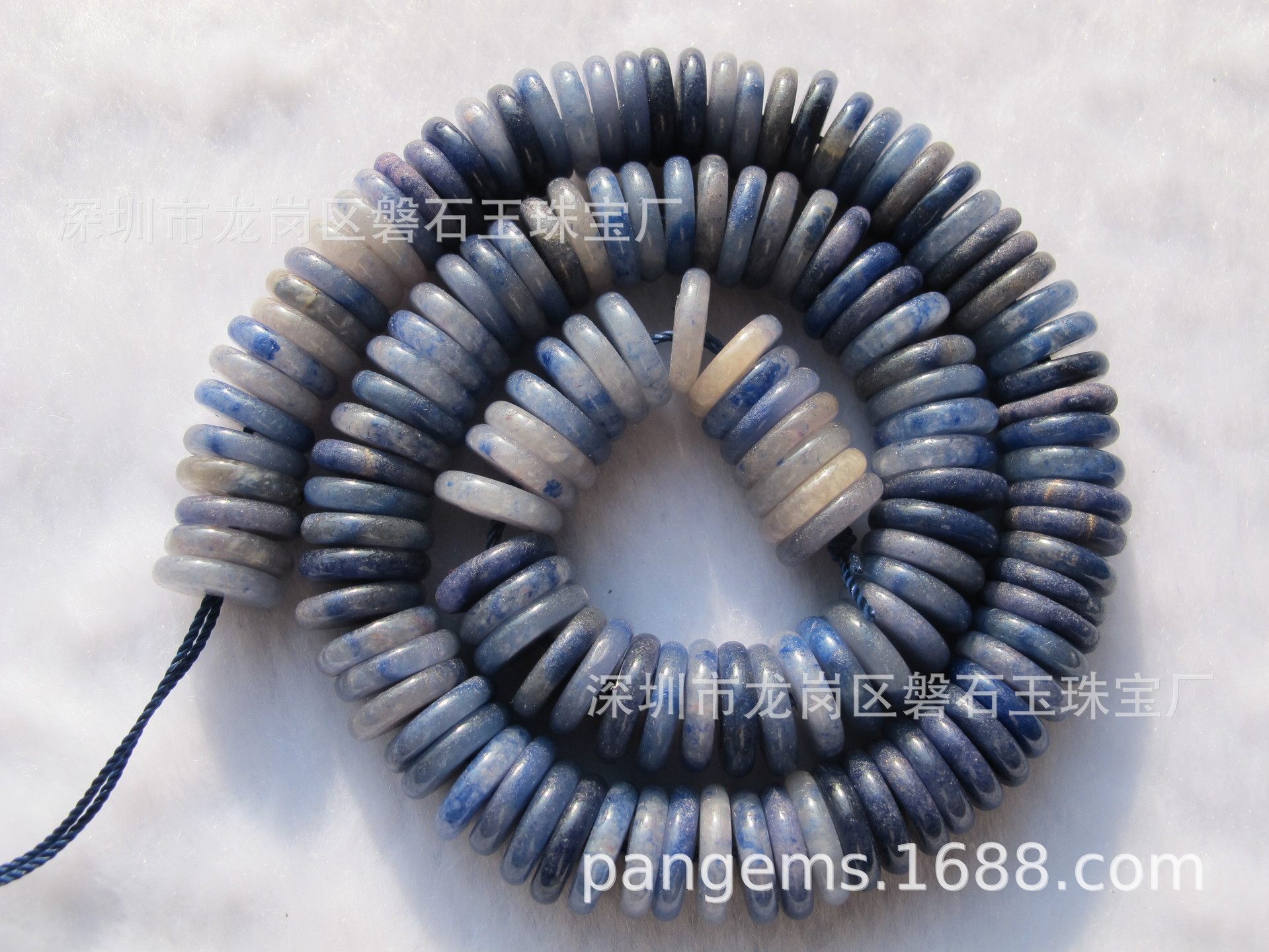 磐石玉珠宝 供应 3*12mm天然蓝东陵扣片隔片纽扣散珠 diy饰品配件