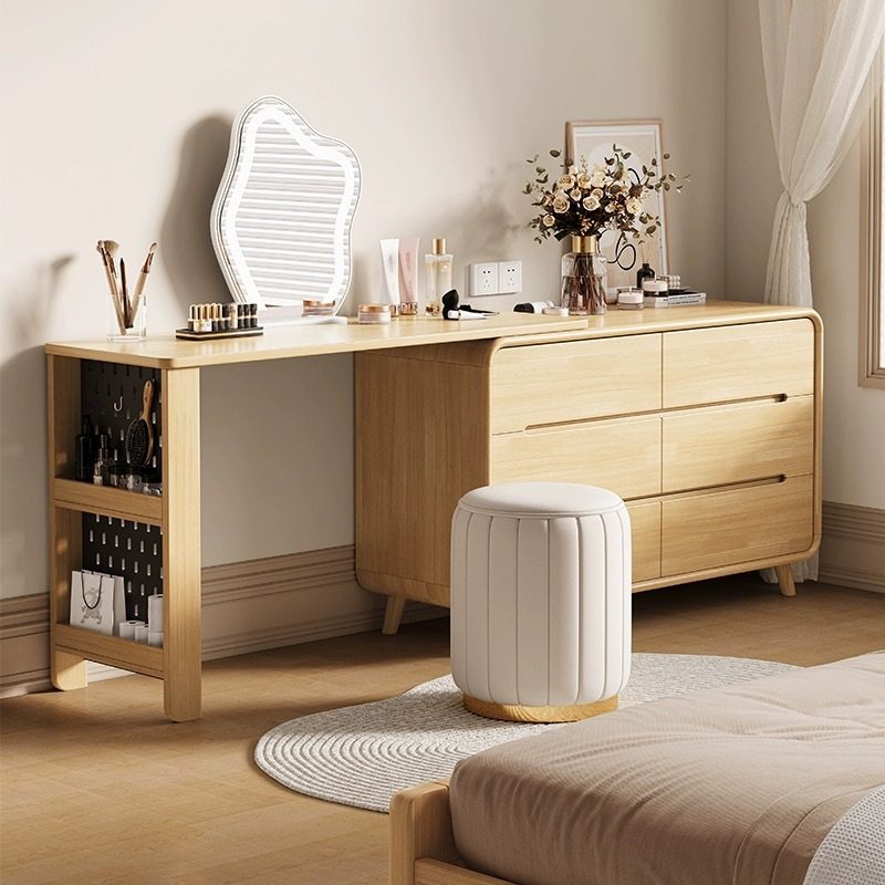 全实木北欧梳妆台六斗柜一体卧室现代简约小户型化妆桌子转角书桌,电子元器件市场,电线扎带/束线带,淘宝优惠券,粉丝福利购,淘宝优惠卷