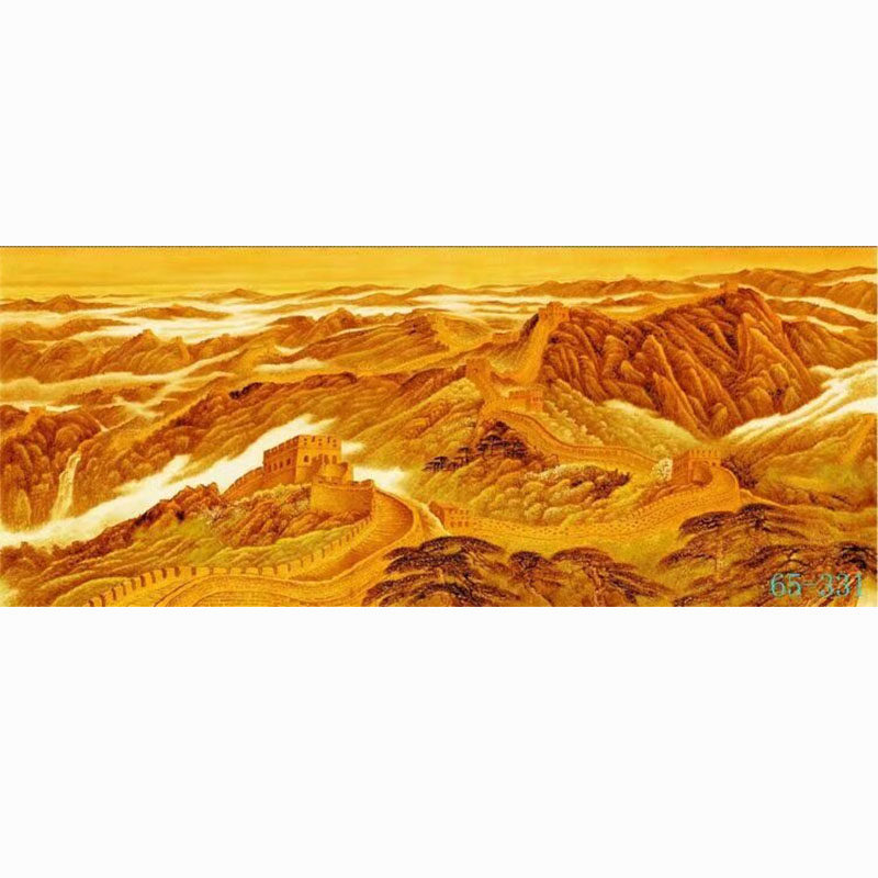 新中式国画高清山水画客厅沙发背景墙装饰画挂画靠山万里长城雄风