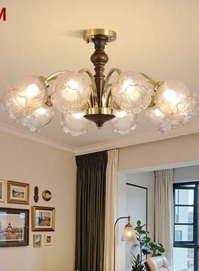 中古风客厅卧室餐厅书房吊灯美式新款胡桃木色复古风餐厅灯80075