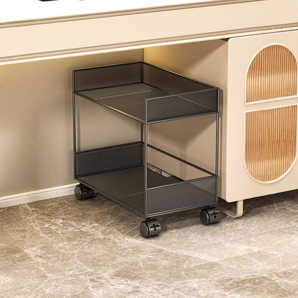 可移动书包架桌下置物筐家用放存书桌收纳神器带轮小推车书架收纳