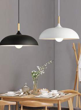 北欧简约创意个性半圆白色锅盖吊灯loft铁艺单头餐厅客厅饭店灯具