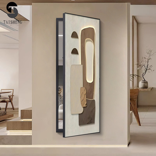 侘寂风推拉隐形穿衣镜装饰画可翻开关闭全身镜暗藏式开门镜子挂画