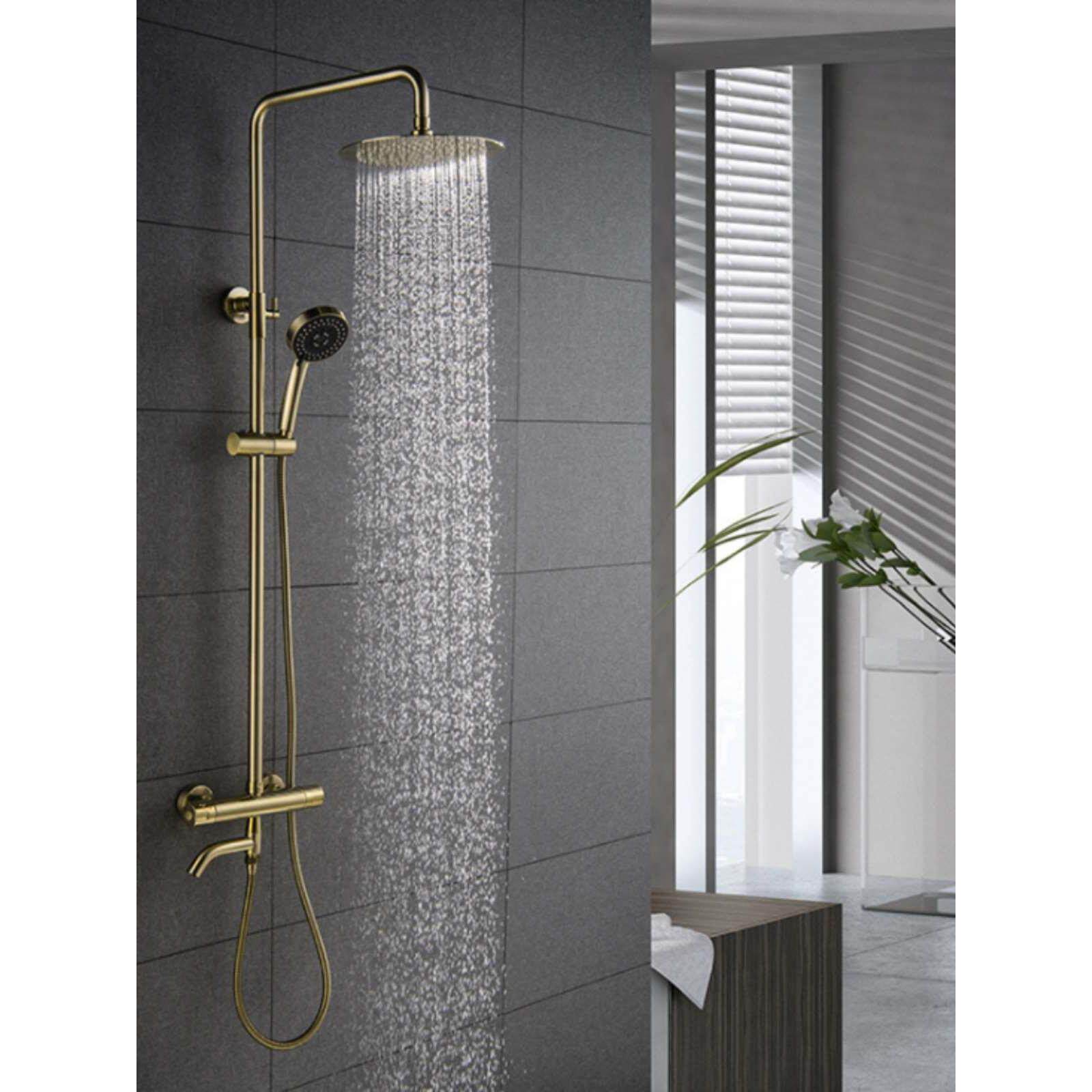 慕德 圆铜可旋转圆顶喷带下出水咀浴室恒温冷热水龙头大淋浴花洒