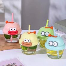 迷你墩墩杯可爱玻璃吸管水杯高颜值便携ins冷萃咖啡杯胖胖牛奶杯