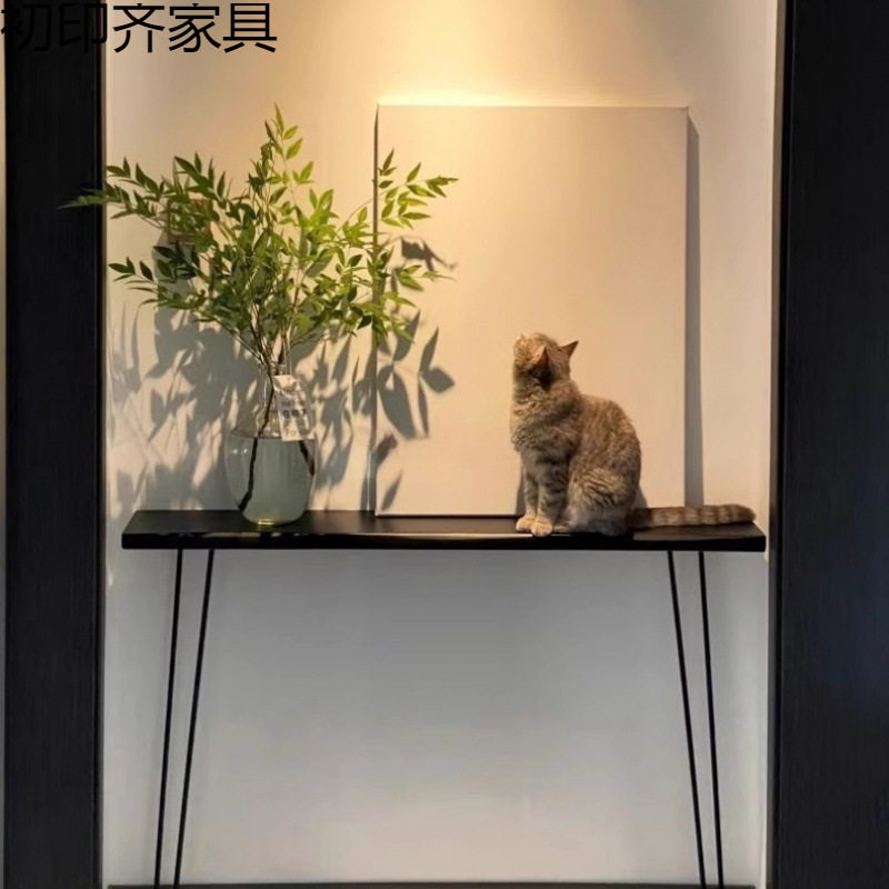 北欧实木铁艺超窄玄关桌