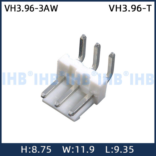 VH3.96-3AW间距直插直针白色180°可染色尼龙耐高温插脚连接器