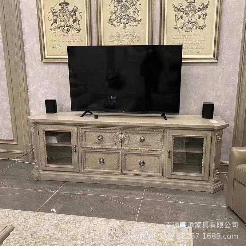 美式乡村电视柜art建筑复兴实木家具复古展示柜法式组合视听柜