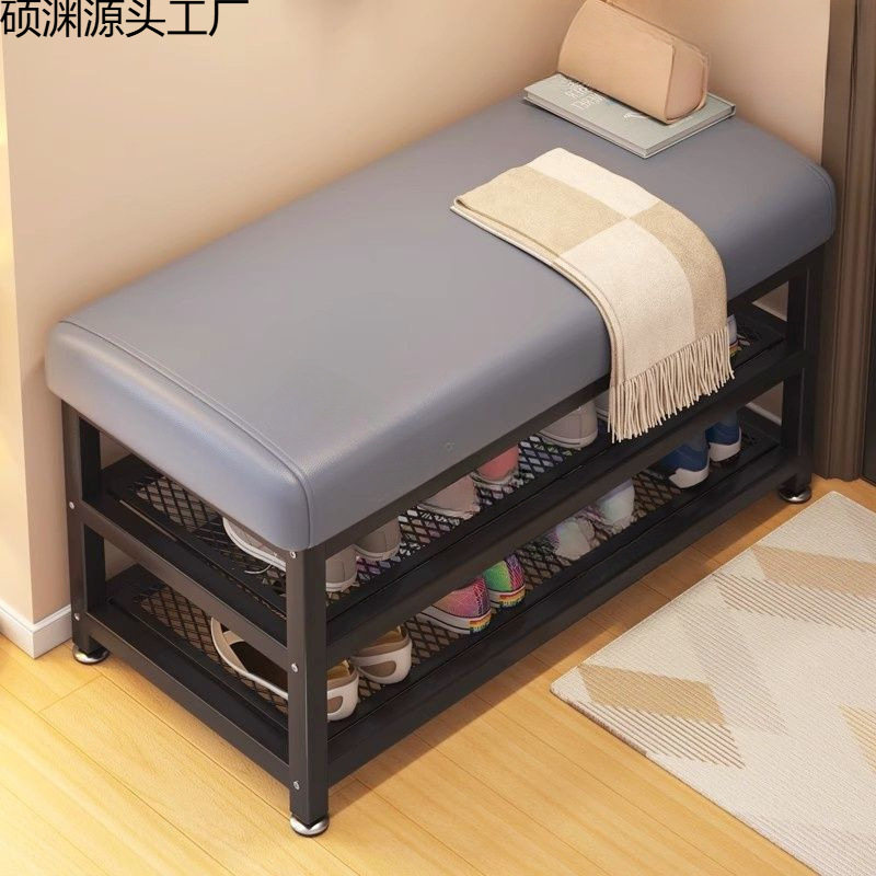 玄关入户铁艺换鞋凳带鞋架
