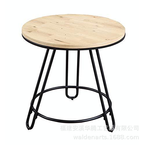 北欧铁艺实木圆形茶几家用花园阳台桌几美式现代简约线条桌几