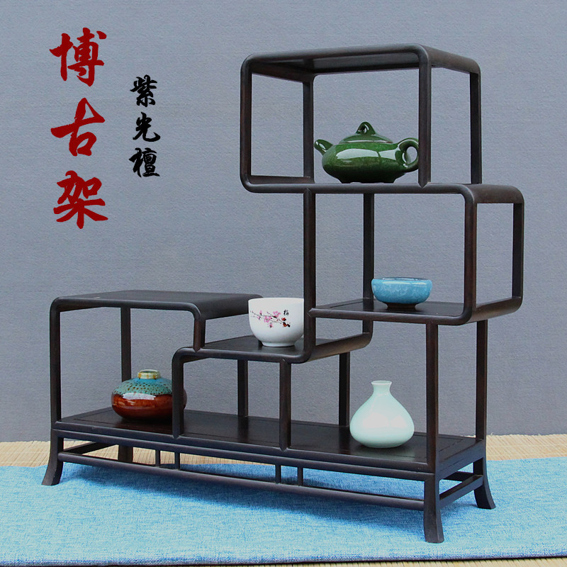 红木紫光檀中式多宝茶具架