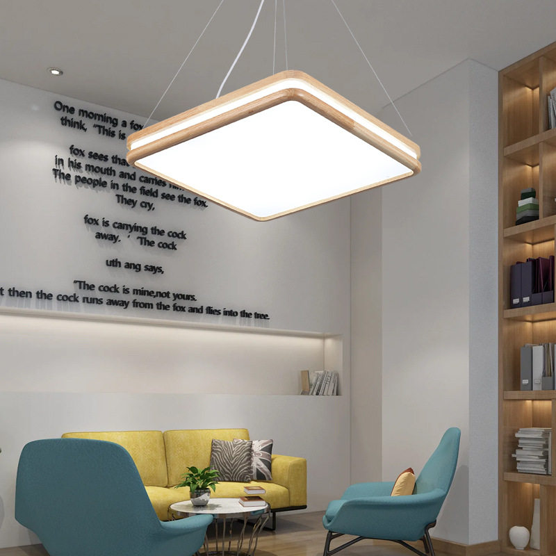 超亮木纹方形LED办公店铺吊灯